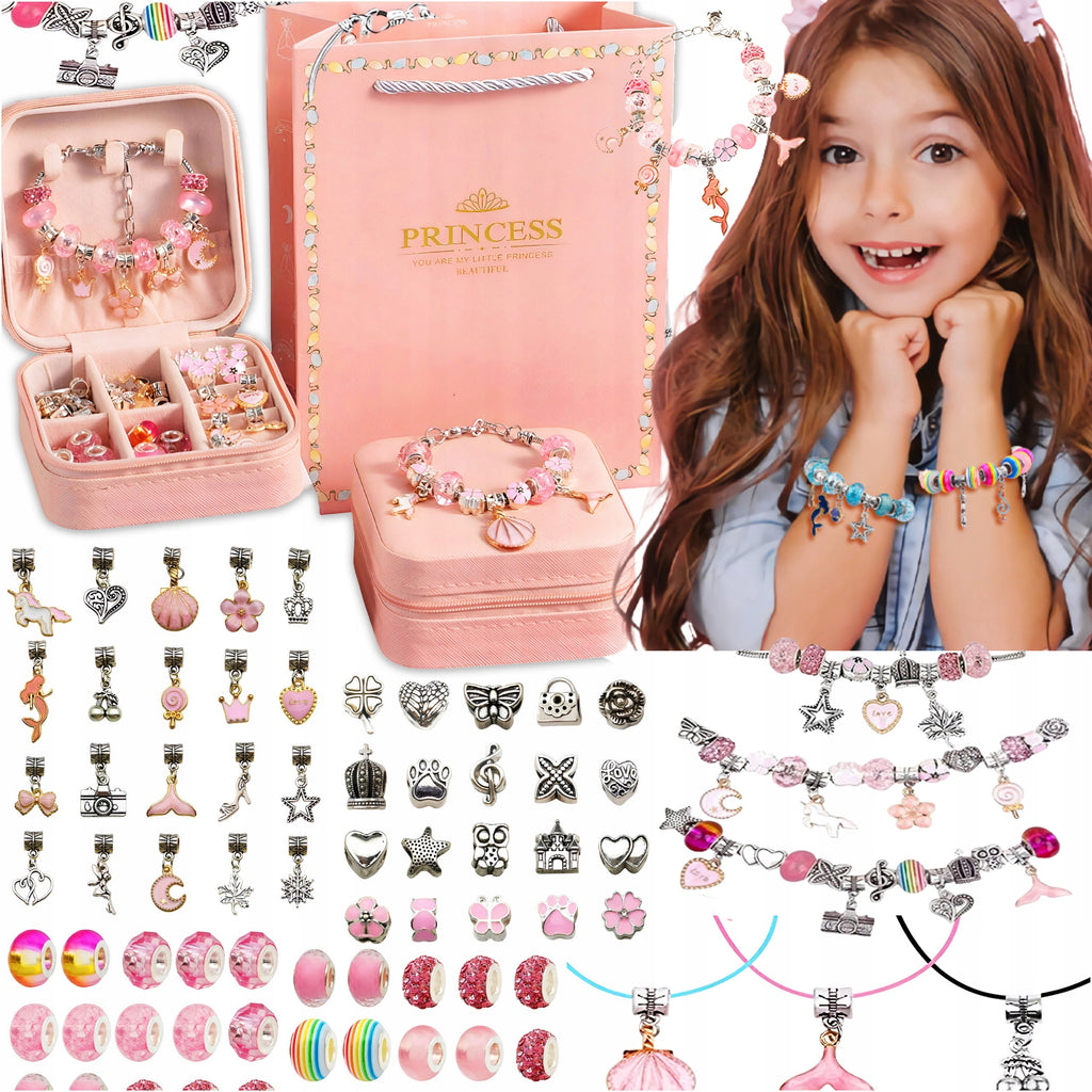 ZESTAW DO ROBIENIA BRANSOLETEK BIŻUTERII ZAWIESZKI KORALIKI KUFEREK CHARMS