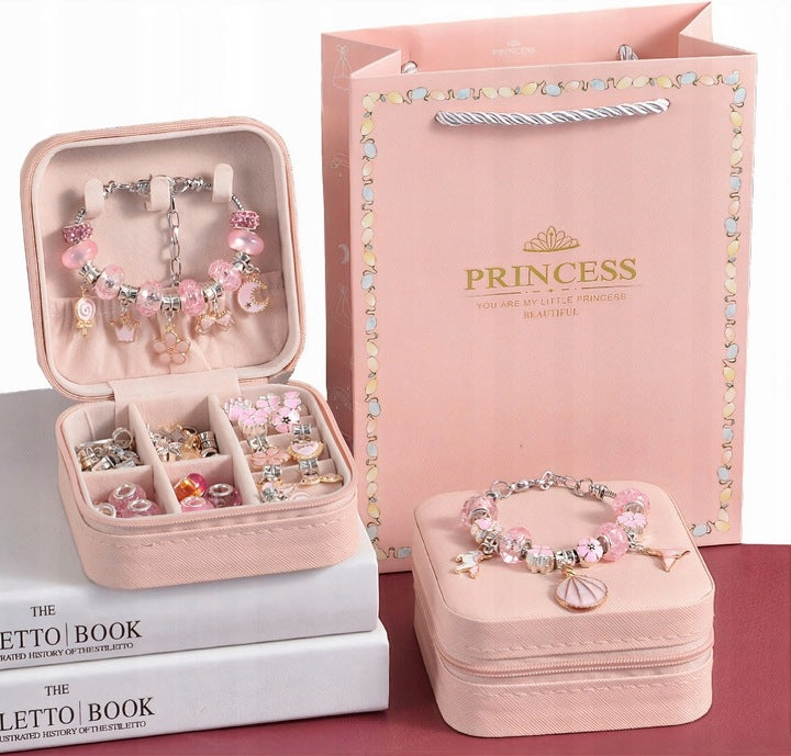 ZESTAW DO ROBIENIA BRANSOLETEK BIŻUTERII ZAWIESZKI KORALIKI KUFEREK CHARMS