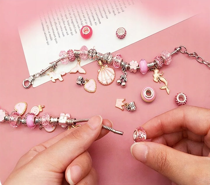 ZESTAW DO ROBIENIA BRANSOLETEK BIŻUTERII ZAWIESZKI KORALIKI KUFEREK CHARMS